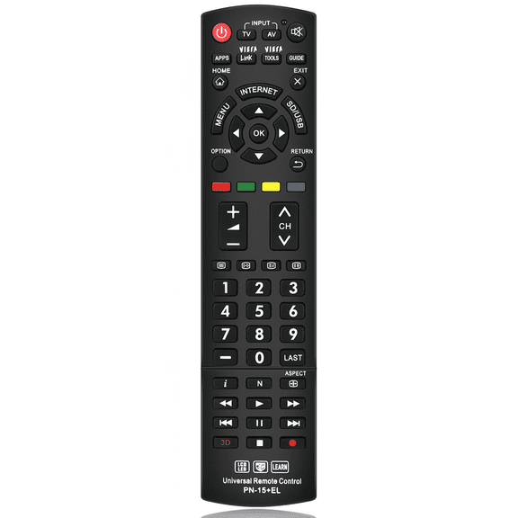 Universal Remote Control Replacement for Panasonic TV Compatible with All Panasonic LED/LCD/VIERA Link/HDTV/3D Smart TVs, PN-15+EL Model with Full Function Buttons