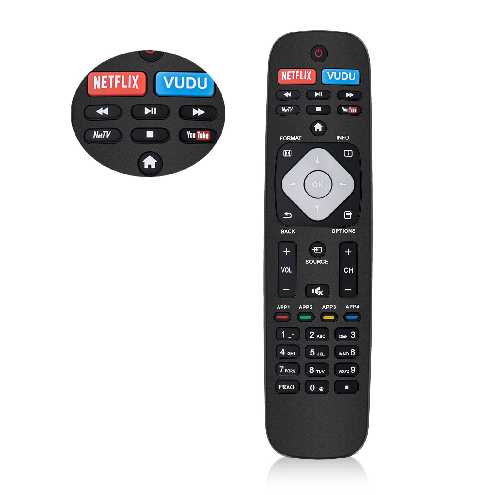 Nouvelle télécommande Smart TV pour Philips Smart LED LCD HDTV TV avec  Netflix Vudu  Keys 32PFL4902F7 40PFL4901F7 55PFL6902F7
