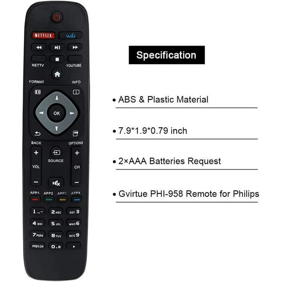 Universal Remote Control for Philips TV 50PFL5601/F7, 55PFL5602/F7, 50PFL5602/F7