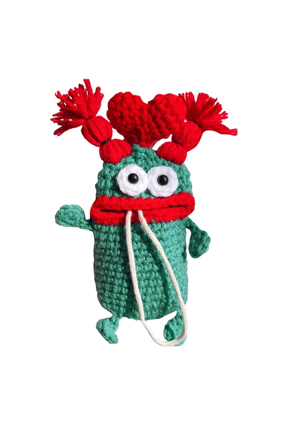 Cute Handmade Key Case, Cartoon Car Key Holder, Key Organizer Keychain Case, Novelty Crochet Sausage Mouth Car Key Case