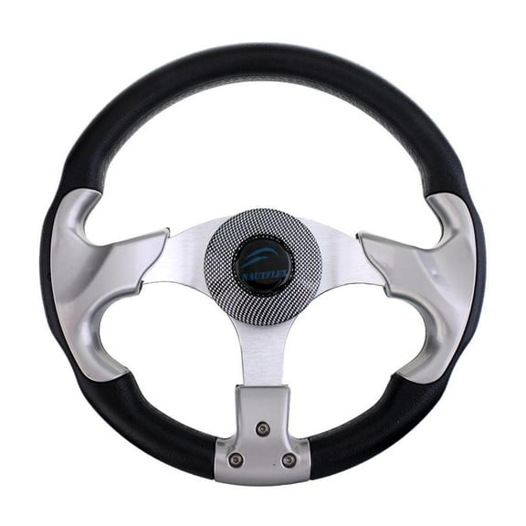 Universal Replacement 31.5cm Aluminum Alloy Yacht Marine Pontoon Boat Steering Wheel 3 Spoke 3/4 inch Shaft & Soft PU foam material grip