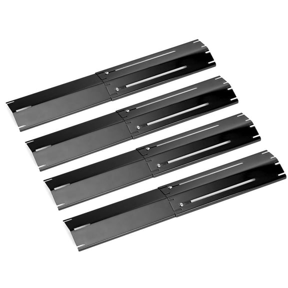 Universal Replacement Heavy Duty Adjustable Porcelain Steel Heat Plate Shield, Heat Tent, Flavorizer Bar, Burner Cover, Flame Tamer for Gas Grill, Extends from 11.75" up to 21" L, 4 Pack