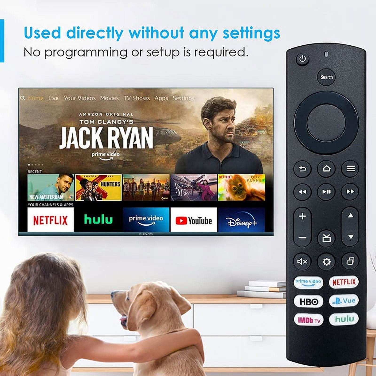 Universal Replacement Remote Control for Toshiba/Insignia Fire Smart TV, Black