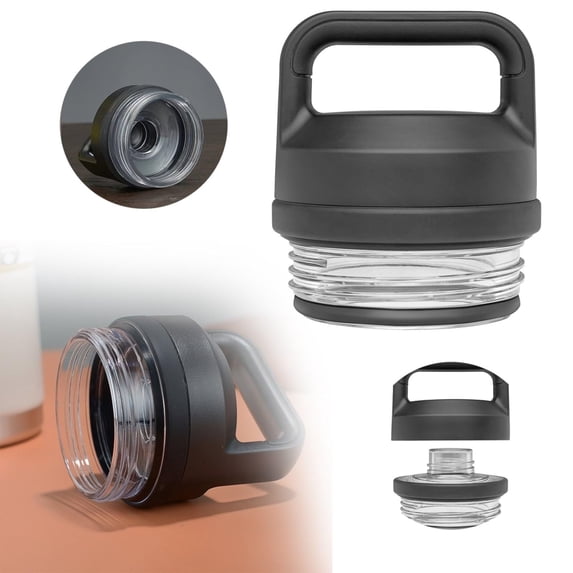 Universal Replacement Lid Cap – Compatible With 18, 26, 36, 64 Oz Bottle Models, Black Water Bottle Accessory
