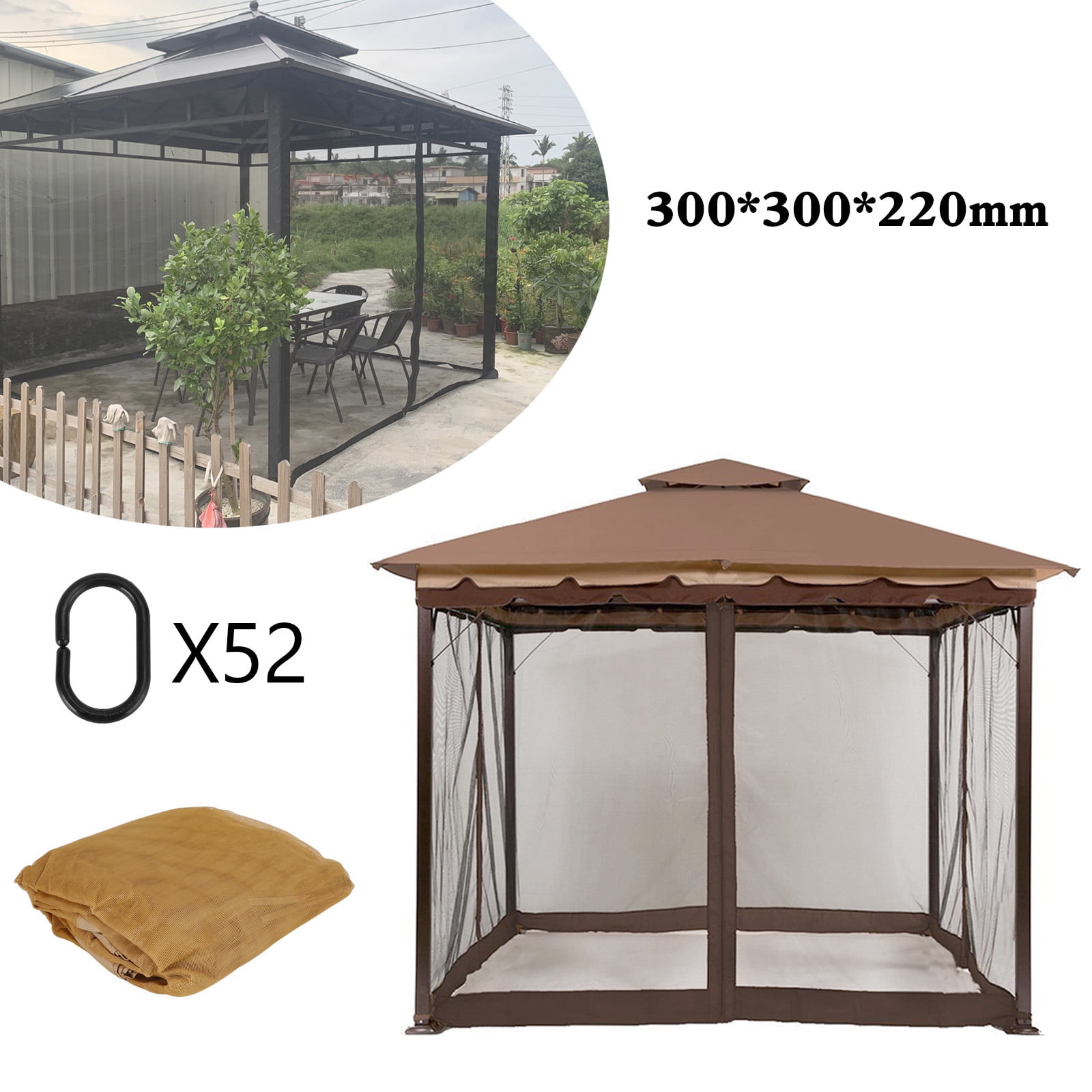 Universal Replacement Mosquito Netting, 10' x 10' Outdoor Canopy Net Screen 4-Panel Sidewall Curtain, with Zippers, Easy to Install, Fit for Most Gazebo 10x12 Canopy