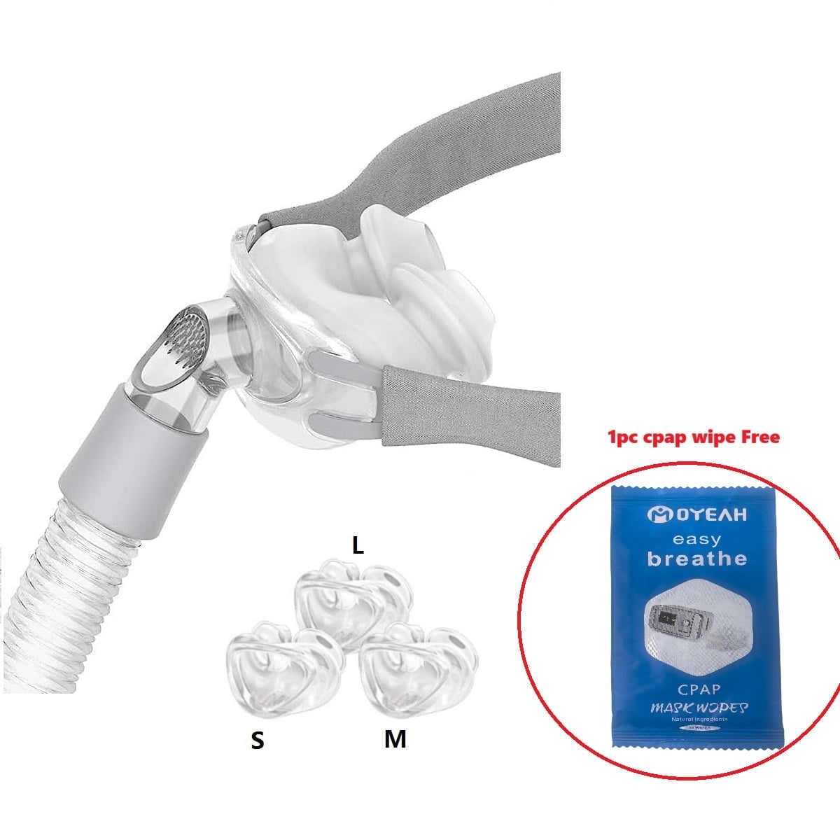 Universal Replacement Nasal Pillows Mask Includes 3 Size Cushions - Nasal Pillow Tube Frame For CPAP Machine More Comfortable and Fitting