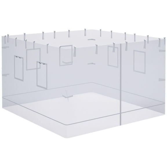 Universal Replacement Pop Up Canopy Walls Set of 4 Mesh Screens with 6 Windows 1 Door for 10x10 Tent White