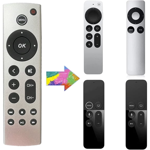 Universal Replacement Remote for Apple TV 4K/ n 1 2 3 4/ HD A2843 A2737 A2169 A1842 A1625 A1427 A1469 A1378 A1218 No Voice Command Included