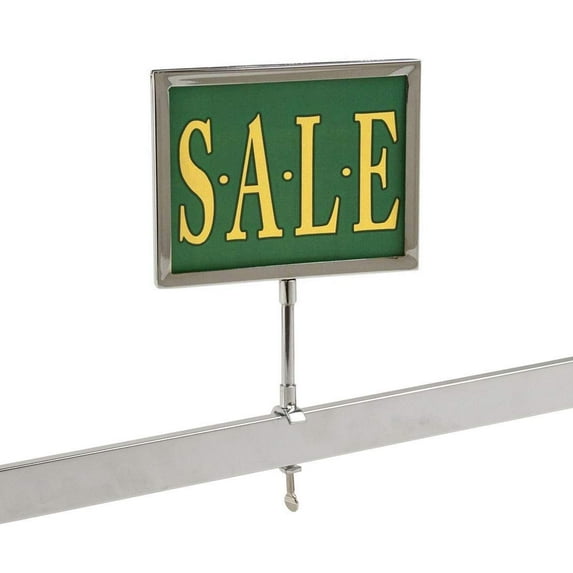 Universal Retail Rack Chrome Frame Clamp On 5.5" x 7" Sign Holder Card Display, 10" H, 1 Unit