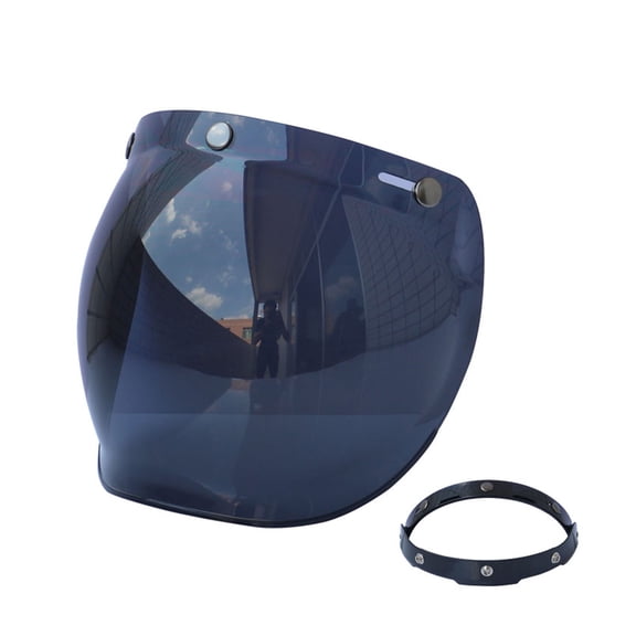 Universal Retro Bubble Motorcycle Helmet Visor - UV and Scratch Resistant Lens for Standard 3-Snap Open Face Helmets, Windproof Design