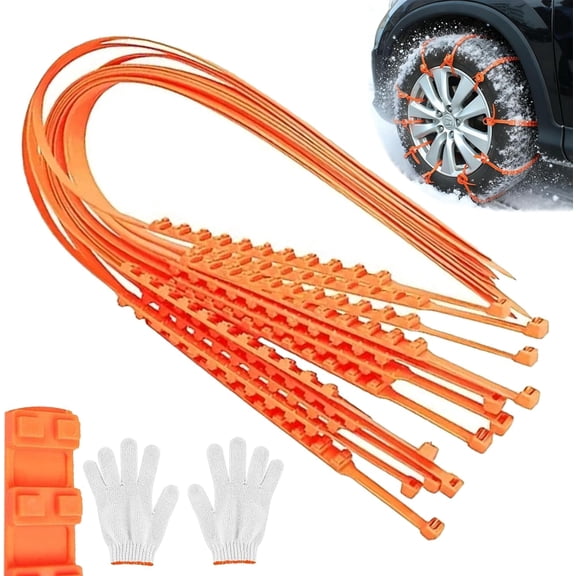 Universal Reusable Anti-Skid Nylon Tire Chains-Firm Grip, 2026 Upgraded Adjustable Anti-Slip Tire Zip Ties, Reinforced Nylon Material, Works on Snow/Mud/Sand/Ice