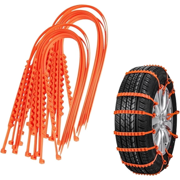 Universal Reusable Anti-Skid Nylon Tire Chains, Universal Tire Chain Anti Skid Wheel Belts, Adjustable Anti-Slip Tire Cables for Car Trucks, Temporary Tire Straps, for Snow and Ice (10)
