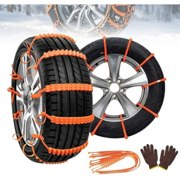 Universal Reusable Anti-skid PE Tire Chains, Portable Emergency Snow Chains for Trucks SUVs Cars, Quick-Install Traction Aids for Icy & Muddy Roads