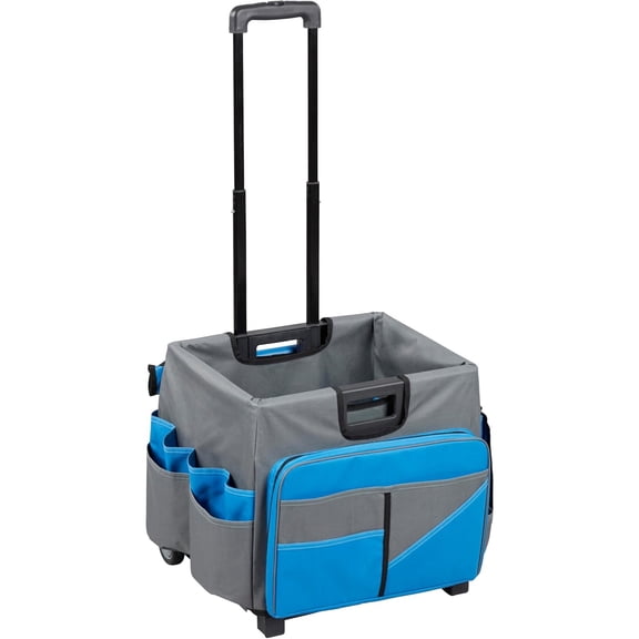 Universal Rolling Cart with Canvas Organizer Bag, Mobile Storage, Blue/Grey