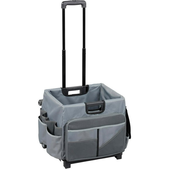 Universal Rolling Cart with Canvas Organizer Bag, Mobile Storage, Dark Grey/Grey