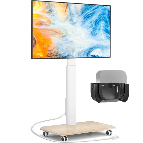 Universal Rolling TV Stand with Power Outlet, Portable Mobile TV Cart on Wheels for 32-70 Inch Screens