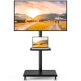 thumbnail image 1 of TAVR Furniture Rolling TV Cart Stand with Mount for 32-60 inch Screens, Corner Swivel TV Mount Stand with Rack Shelf, 1 of 10