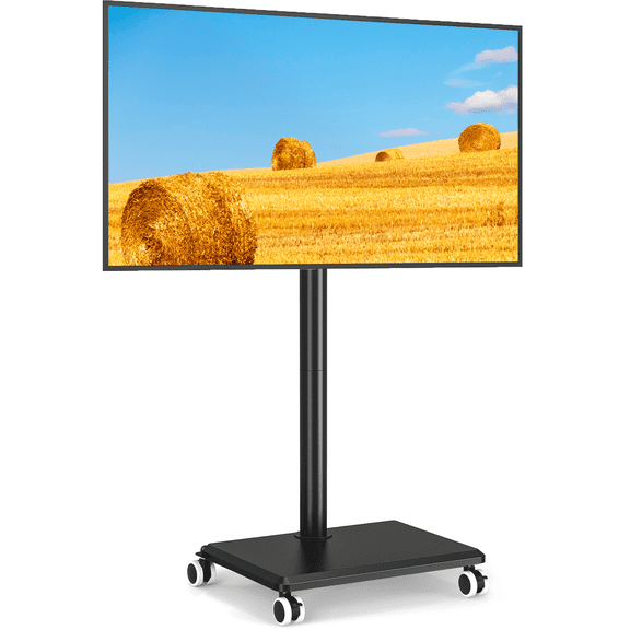 RTVR Rolling TV Cart Stand with Swivel Mount for 32 to 60 inch Screens, Corner Mobile TV Floor Stand, Height Adjustable Furniture Black