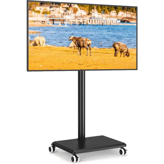 RTVR Rolling TV Cart Stand with Swivel Mount for 32 to 60 inch Screens, Corner Mobile TV Floor Stand, Height Adjustable Furniture Black