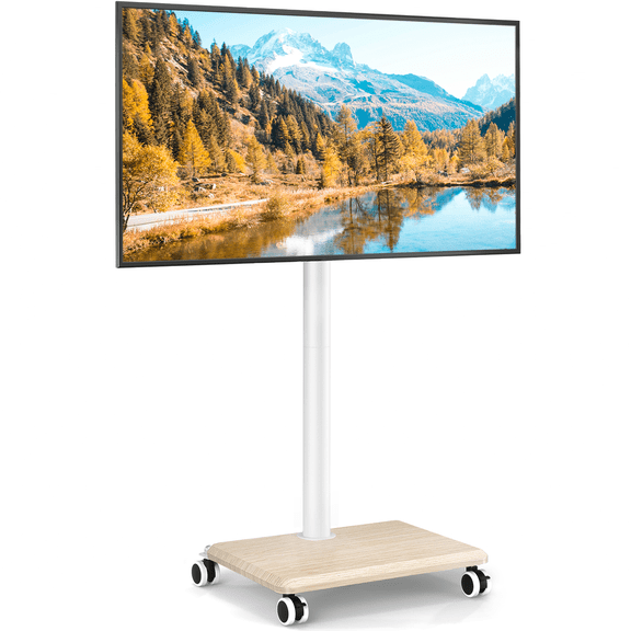 Universal Rolling TV Stand with Swivel Tilt, TV Mount Stand for 32-60 Inch Screens, Corner TV Stand with Height Adjustable Entertainment Wall Shelves