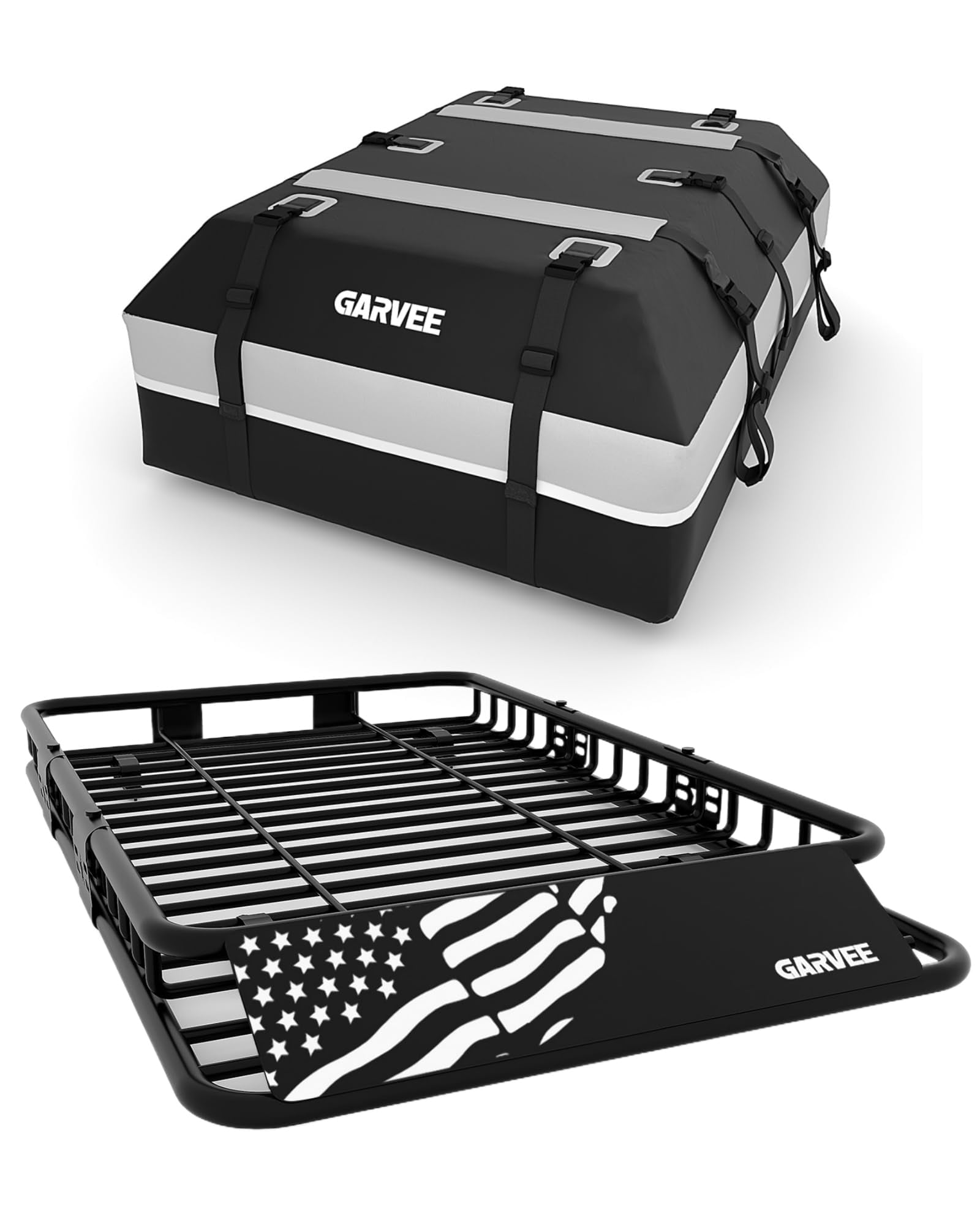 Universal Roof Rack Basket with Waterproof Cover, 200 Lbs Capacity Rooftop Cargo Carrier with Combination Lock, Multiple Sizes for SUVs, Trucks, Vehicles