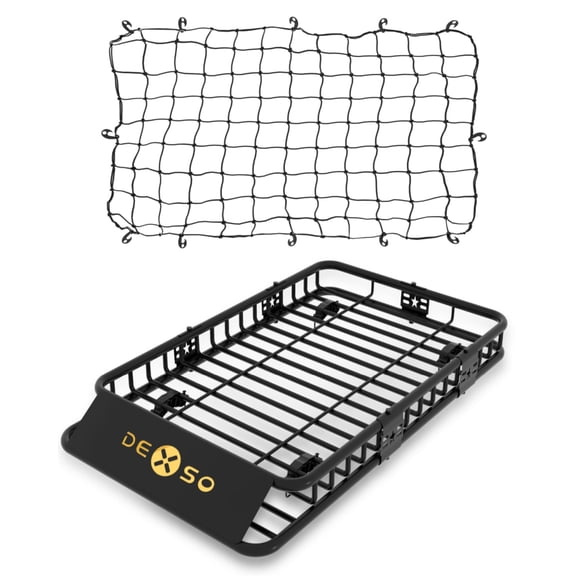 Universal Roof Rack Basket with Cargo Net, 64" x 39" Rooftop Cargo Carrier Basket, 200 Lbs Capacity Car Cargo Rack, for SUVs, Trucks, Vehicles