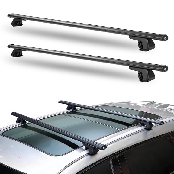 Universal Roof Rack Cross Bars, 2Pcs 51" Aluminum, 330 lbs, Adjustable with Locks for Suv/Car Cargo Carrier Rails, Black