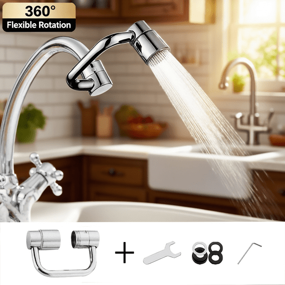 Universal Rotatable Faucet Aerator Extender 1440°, Flexible Sink Faucet Extension Arm with Dual Spray Modes, 2025 Kitchen and Bathroom Faucet Attachment, by FAJHHA