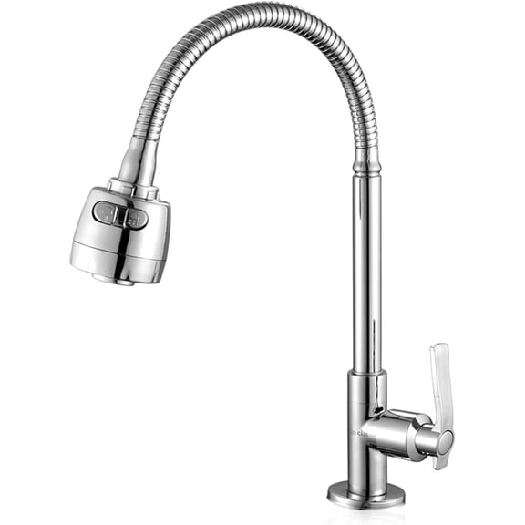 Universal Rotation Kitchen Faucet, Brass Single Cold Tap, Single Hole Base Single Handle Sink Faucet, Household Vegetable Bowl Faucet, Double Outlet Mode