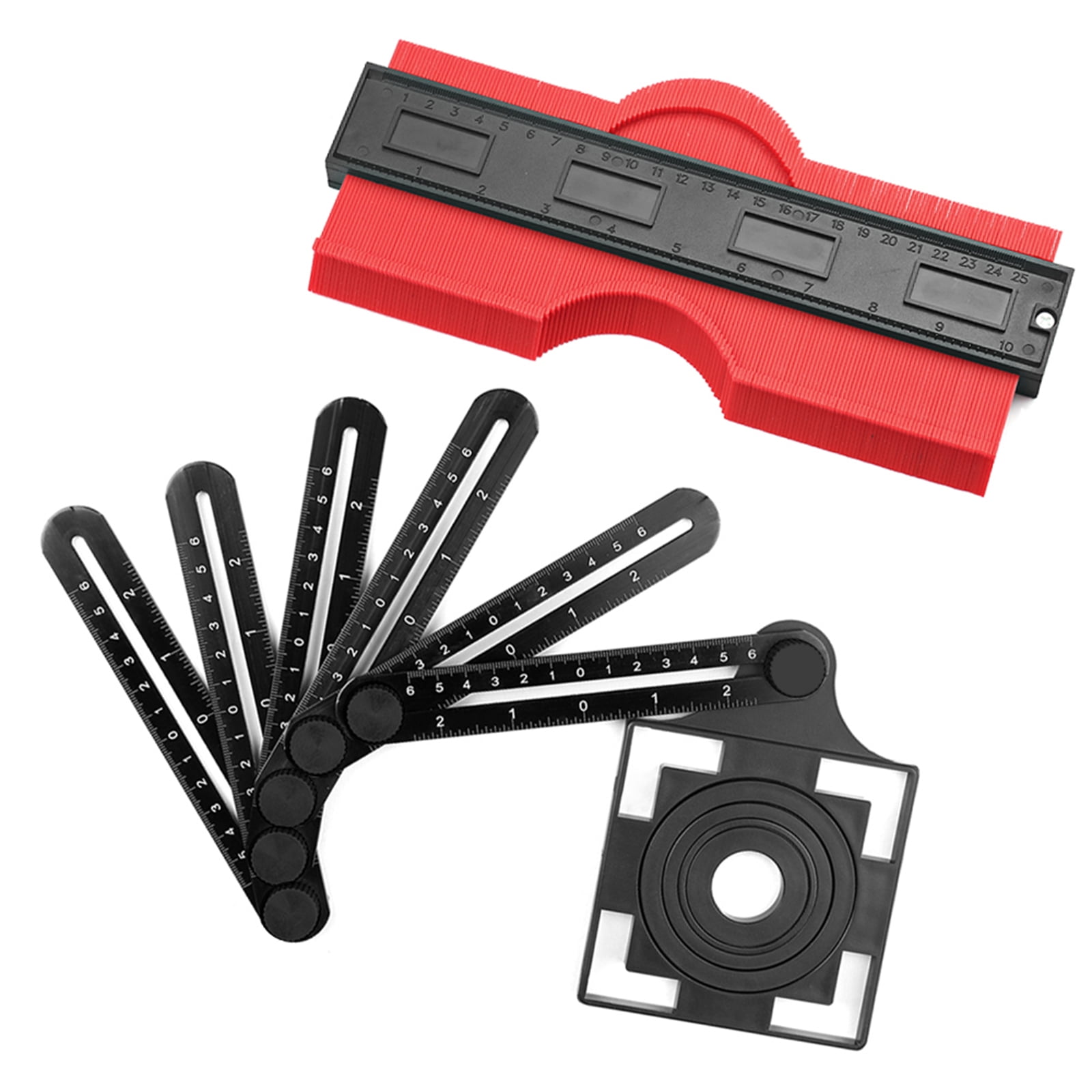 Universal Ruler Contour Gauge Duplicator Tool 6 Sided Multi Angle Measuring Tool 10 Inch Profile Gauge Measure Ruler for Professional Builders