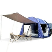 Universal SUV Camping Tent with Large Awning, Waterproof Car Tent, Up to 4-Person Sleeping Capacity Camping Accessories, Easy Setup for Backpacking Traveling Hiking Outdoors