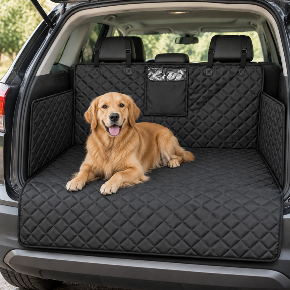 Universal SUV Cargo Liner for Dogs, Waterproof Trunk Mat with Raised Side Walls