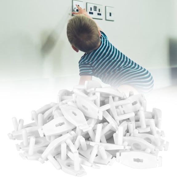Universal Safety Socket Covers for Baby Proofing - 50 Pack, White Protective Electrical Plug Protectors