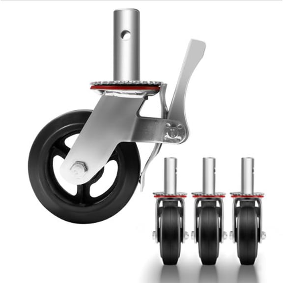 Universal Scaffolding Wheels 6 Inch Set of 4, Heavy Duty Caster Wheels with Dual Locking Brake and 360 Swivel, 4400 LBS Capacity for Scaffold Workbench