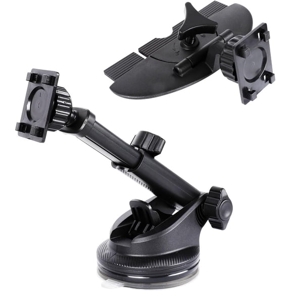 Universal  Screen Mount Pro - 2-in-1 CD Slot & Suction Cup Holder w/4-Button Anti-Shake Lock for CD Slot, Windshield & Dashboard, Fits 7" to 10.26"  Monitors & GPS Displays