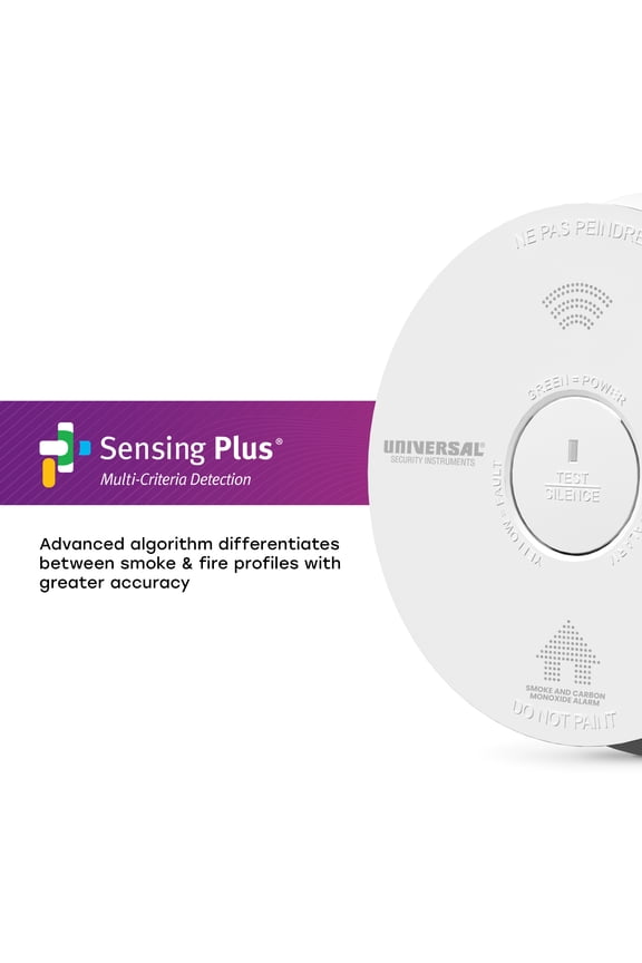 Universal Security Instruments Hardwire Smoke, Fire, and Carbon Monoxide Alarm with Battery Backup and Voice Alerts