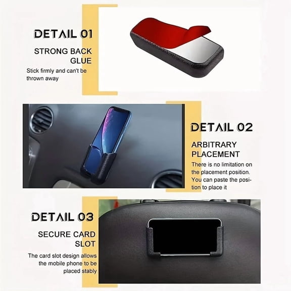 Universal Self-Adhesive Phone Mount, Wall Phone Holder with Strong Sticky PVC Backing, Multi-Surface Cell Phone Stand for Wall, Mirror, Car Dashboard, Desk, Bathroom, Kitchen & All Smartphones