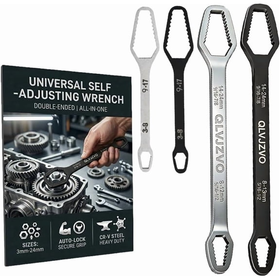 Universal Self Adjusting Wrench, Double Ended Multifunctional Self-Tightening Adjustable All in One Tool, DIY Machine Auto Maintenance, For 3mm-24mm Nuts, Chrome Vanadium Steel(4pcs mix)