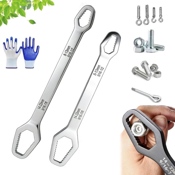 Universal Self Adjusting Wrench Double Ended Wrench Multi Size 3-17mm/ 8-24mm, Heavy Duty Cr-V Steel Adjustable Spanner For Auto Repair, Bike, Home Maintenance Tool