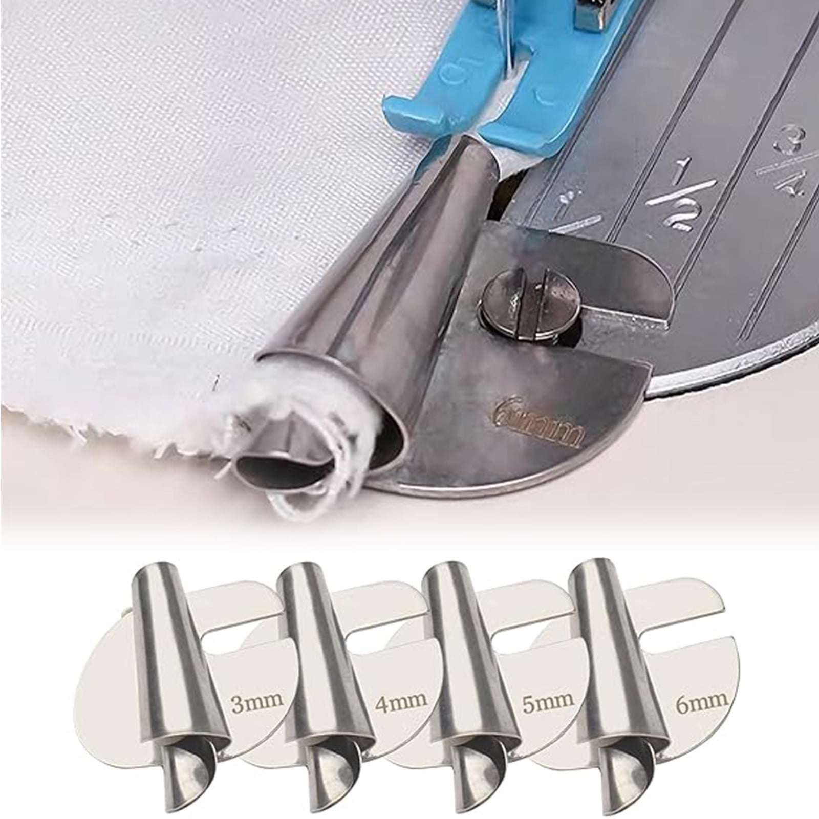 3-Piece Scroll Hemmer Foot Set For Juki, Brother & More Industrial Sewing Machines | 1/8", 3/16", 1/4" Rolled Hem Feet