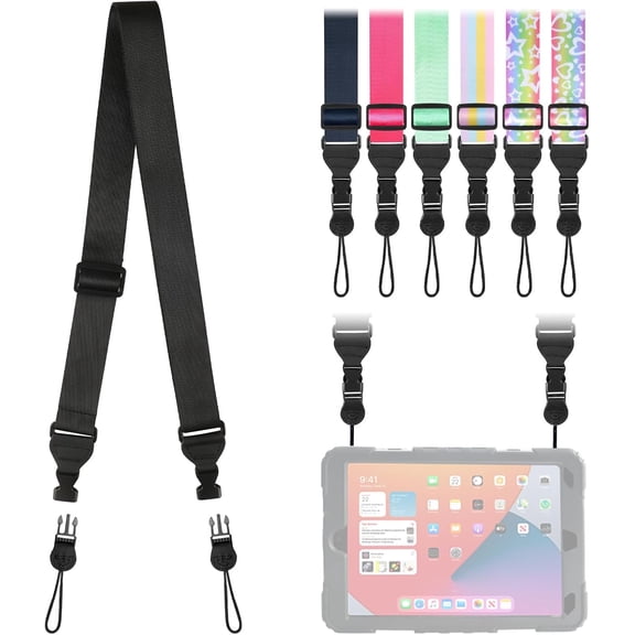 Universal Shoulder Strap, Replacement Nylon Neck Lanyard, Comfortable Adjustable Shoulder Strap for iPad, Camera, Crossbody Bag, Binocular, Tablet (Black)