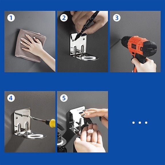 Universal- Shower Gel Bottle Rack Stainless Steel Wall Mounted Shampoo Bottle Holder Soap Dispenser Hook Colour Silver,Black Silver Smile Home