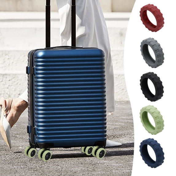 Universal Silica Luggage Wheel Cover, Wear Resistant Trolley Suitcase Caster Sleeve, Noise Reduction, Non-Slip, Fits 21.65-26.77in Wheels, Red/Gray/Blue/Green, 1-Pack