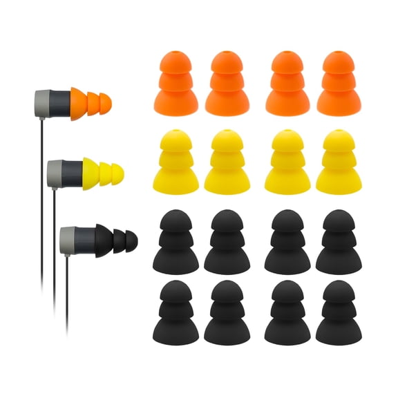 Universal Silicone Eartips for Hearing Devices 8 Pairs Black/Yellow/Orange