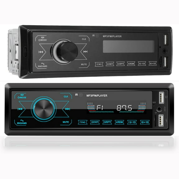 Universal Single 1 Din Car Stereo Touch Screen Button Car Radio Bluetooth Handsfree, In-Dash MP3 Player Dual USB ISO Interface, 21 Key Remote Control