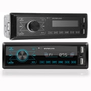 Universal Single 1 Din Car Stereo Touch Screen Button Car Radio Bluetooth Handsfree, In-Dash MP3 Player Dual USB ISO Interface, 21 Key Remote Control