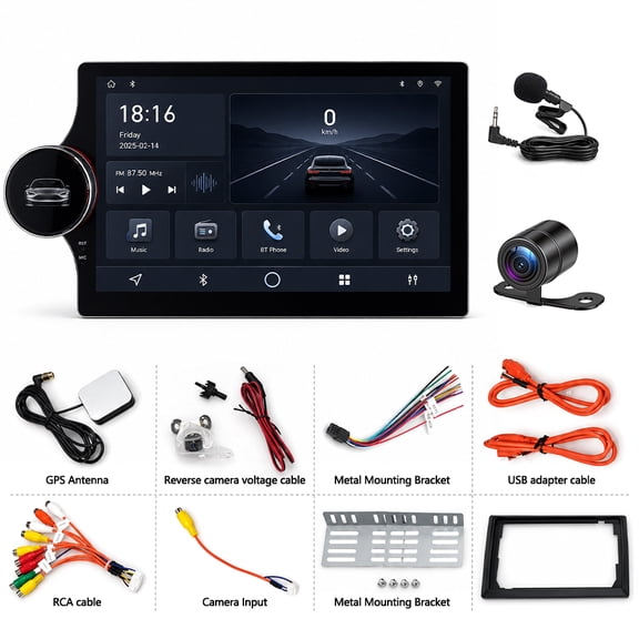 Universal Single Knob 10.1" Android15 GPS Navi Head Unit Carplay Android Auto AHD Cam 5G WiFi BT5.0 FM/RDS SWC Quad Core 4+64G