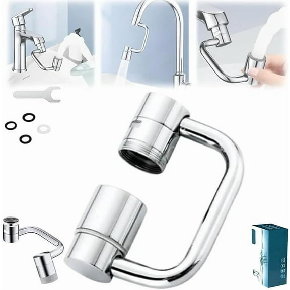 Universal Sink Faucet 1080° Rotatable Faucet Aerator Extension, U Shaped Faucet Extender, flexiflow 1080° Rotating Faucet Extender for Bathroom Sink/Kitchen, 2 Modes Adjustable(1pcs, 1 Mode)