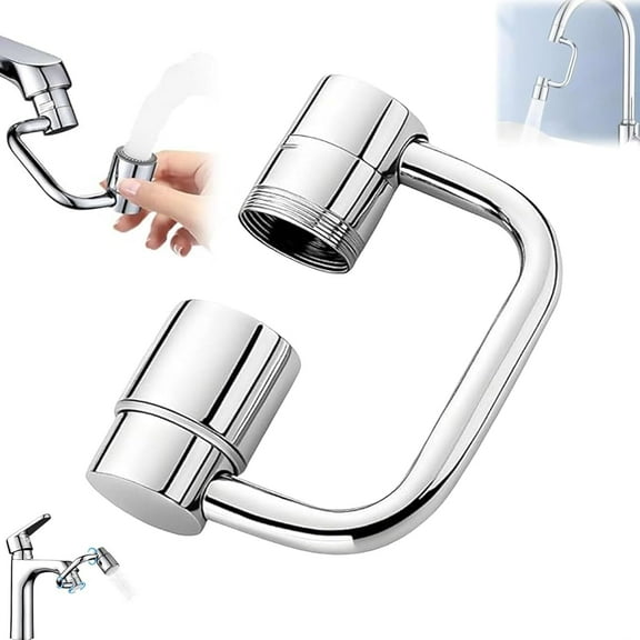 Universal Sink Faucet 1440° Rotatable Faucet Aerator Extension, 360° Rotating U Shaped Faucet Extender, Adjustable Robotic Arm – 2 Spray Modes for Kitchen & Bathroom