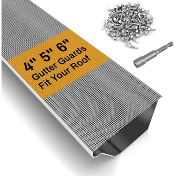Universal Sizes Stainless Steel Mesh Gutter Guard Leaf Protection,Work for 6'',5'',4'' Gutter,Prevents Roof Clogged Downspouts,Easy to Work with and DIY,Total Covers 48Ft,Dark Grey